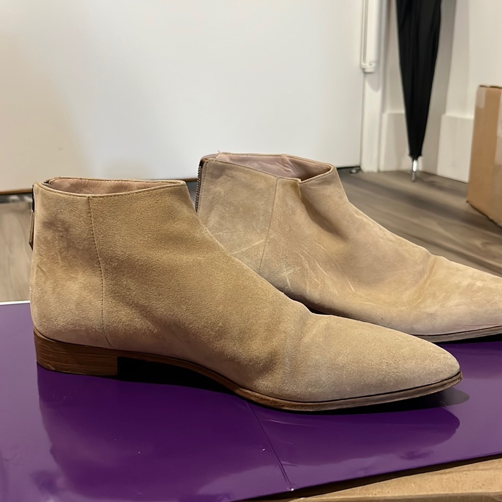 Miu Miu tan suede ankle boots